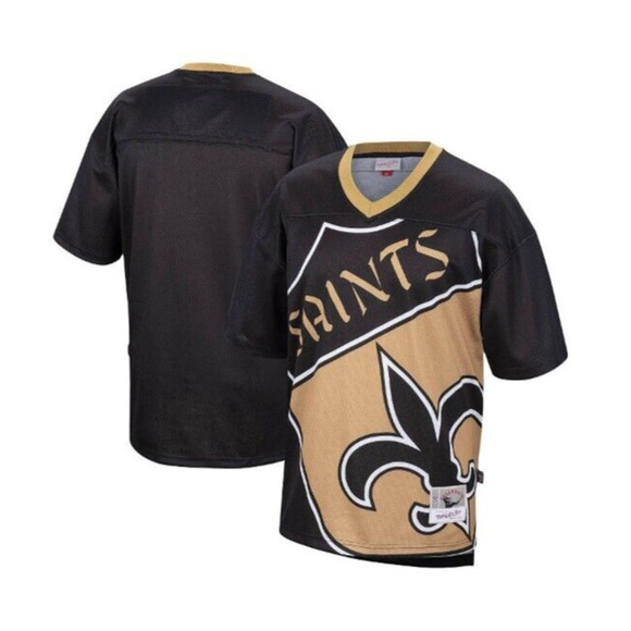 Mitchell & Ness Youth Large 14/16 New Orleans Saints Black Historic Logo Jersey - Picture 2 of 12